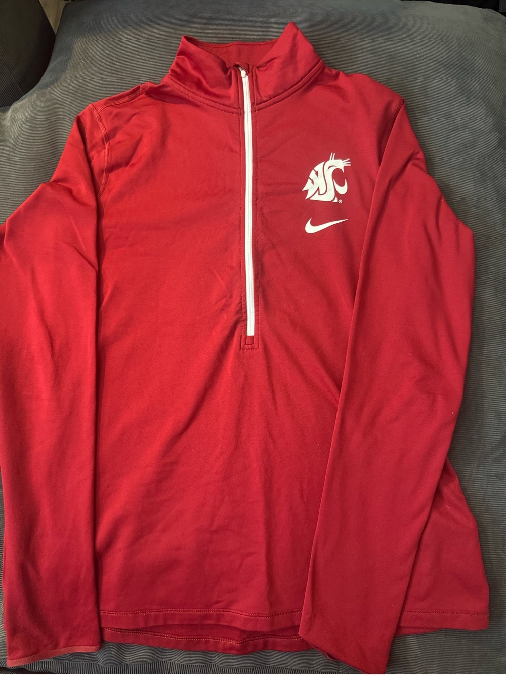 Nike Women's Red Quarter-Zip Pullover with WS Cougar Logo